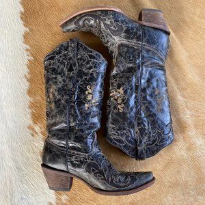 Corral Vintage Black Lizard Inlay Boots